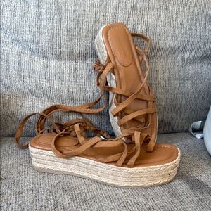 Women's Tan Strappy Platform Sandals